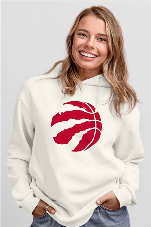 Basketbol Beyaz Unisex Kapüşonlu Sweatshirt