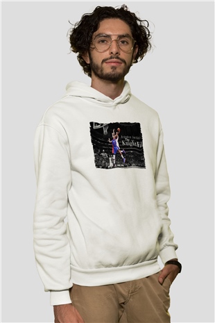 Basketbol Beyaz Unisex Kapüşonlu Sweatshirt