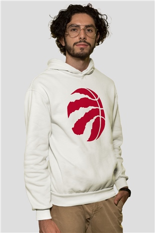 Basketbol Beyaz Unisex Kapüşonlu Sweatshirt