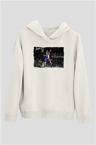 Basketbol Beyaz Unisex Kapüşonlu Sweatshirt