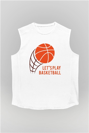 Basketbol Beyaz Unisex Kolsuz Tişört