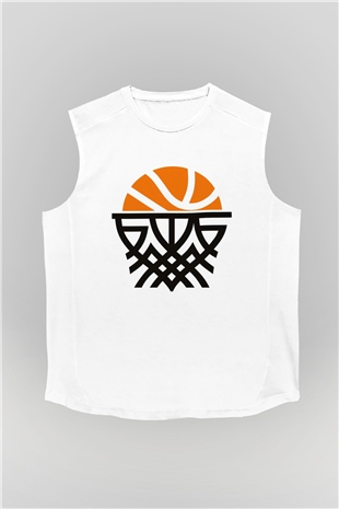 Basketbol Beyaz Unisex Kolsuz Tişört