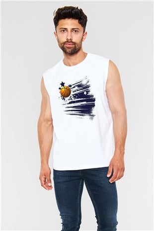 Basketbol Beyaz Unisex Kolsuz Tişört