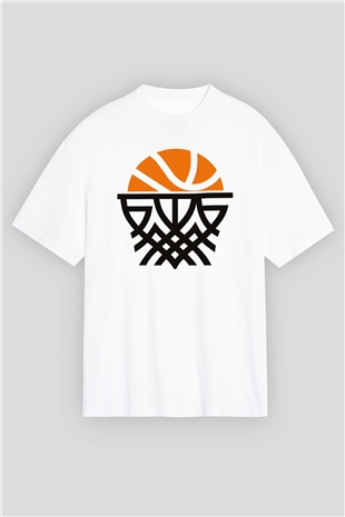 Basketbol Beyaz Unisex Oversize Tişört T-Shirt