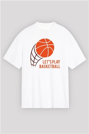 Basketbol Beyaz Unisex Oversize Tişört T-Shirt