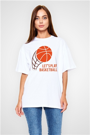 Basketbol Beyaz Unisex Oversize Tişört T-Shirt