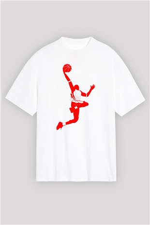 Basketbol Beyaz Unisex Oversize Tişört T-Shirt