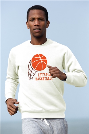 Basketbol Beyaz Unisex Sweatshirt