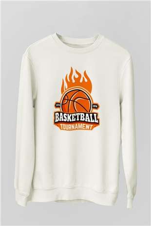 Basketbol Beyaz Unisex Sweatshirt