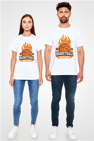 Basketbol Beyaz Unisex Tişört T-Shirt - TişörtFabrikası