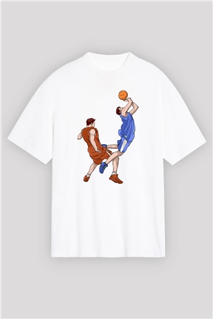 Basketbol Beyaz Oversize Tişört Oversize T-shirt - TişörtFabrikası