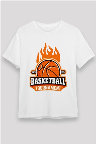 Basketbol Beyaz Unisex Tişört T-Shirt - TişörtFabrikası