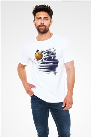 Basketbol Beyaz Unisex Tişört T-Shirt - TişörtFabrikası