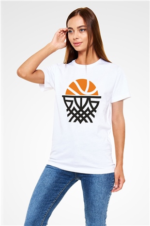 Basketbol Beyaz Unisex Tişört T-Shirt - TişörtFabrikası