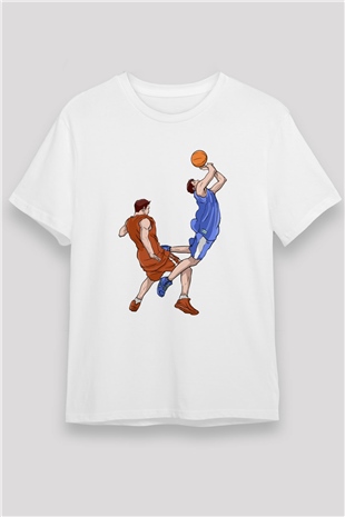 Basketbol Beyaz Unisex Tişört T-Shirt - TişörtFabrikası