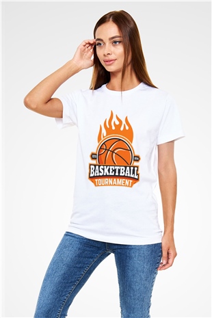 Basketbol Beyaz Unisex Tişört T-Shirt - TişörtFabrikası