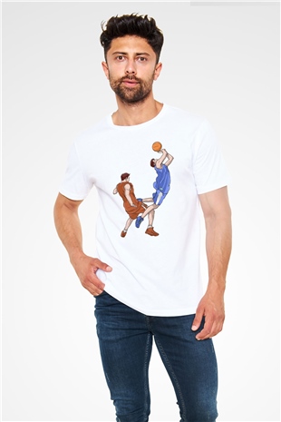 Basketbol Beyaz Unisex Tişört T-Shirt - TişörtFabrikası