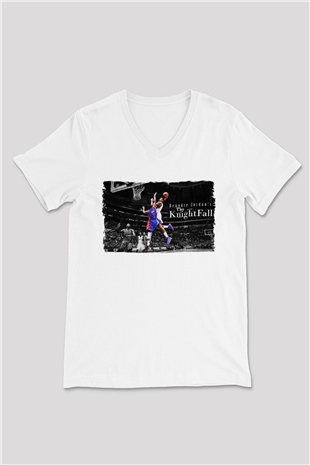 Basketbol Beyaz Unisex V Yaka Tişört
