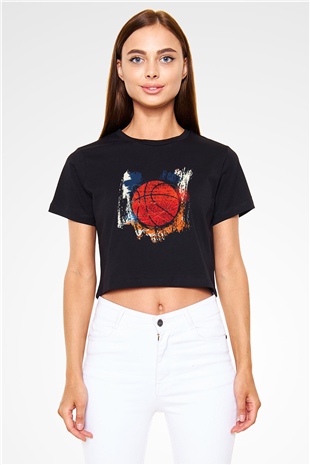 Basketbol Siyah Crop Top Tişört