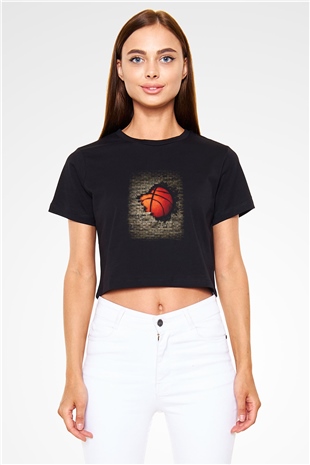 Basketbol Siyah Crop Top Tişört