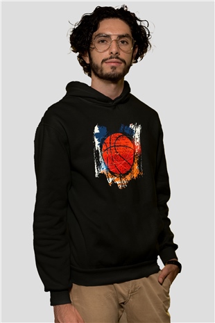 Basketbol Siyah Unisex Hoodie