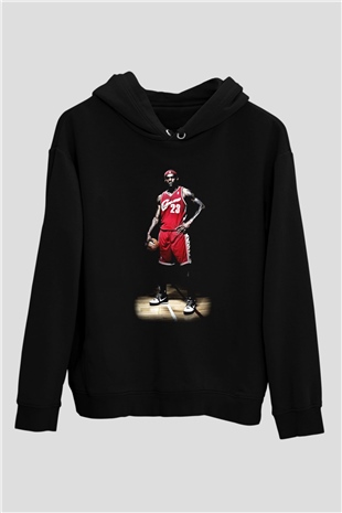 Basketbol Siyah Unisex Hoodie