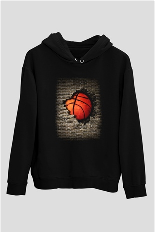 Basketbol Siyah Unisex Hoodie