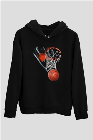 Basketbol Siyah Unisex Hoodie