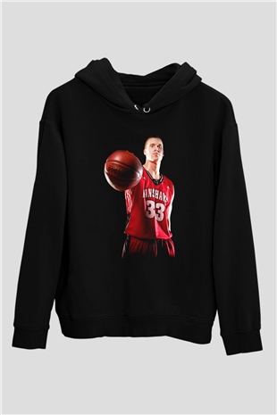 Basketbol Siyah Unisex Hoodie