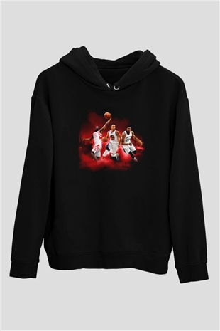 Basketbol Siyah Unisex Hoodie