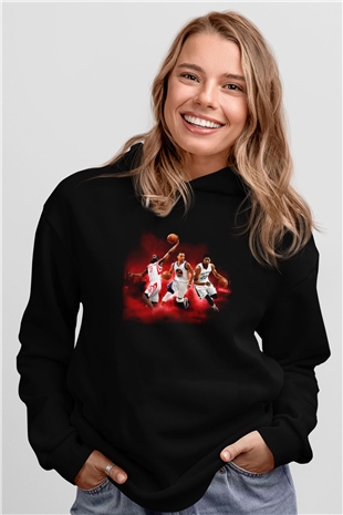 Basketbol Siyah Unisex Hoodie
