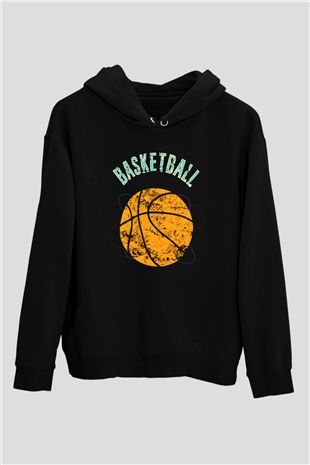 Basketbol Siyah Unisex Hoodie