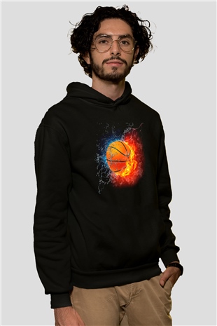 Basketbol Siyah Unisex Hoodie