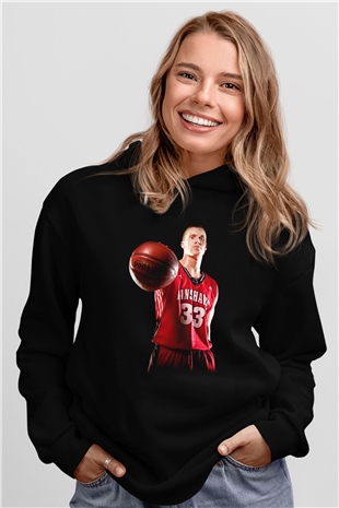 Basketbol Siyah Unisex Hoodie