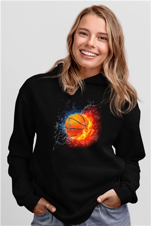 Basketbol Siyah Unisex Hoodie