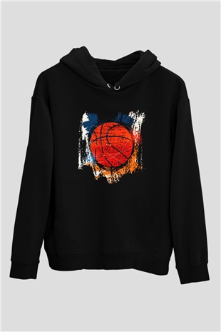 Basketbol Siyah Unisex Hoodie