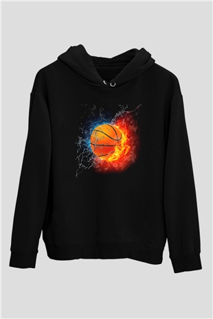 Basketbol Siyah Unisex Hoodie