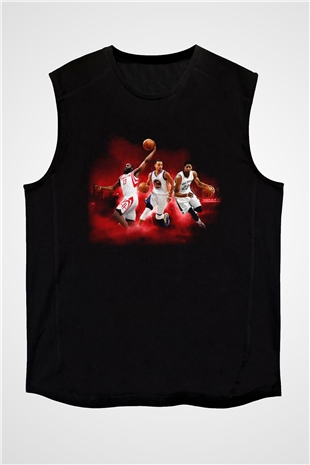 Basketbol Siyah Unisex Kolsuz Tişört
