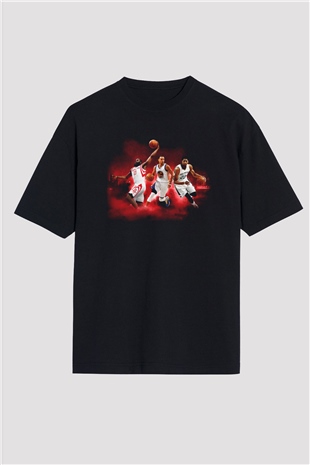 Basketbol Siyah Unisex Oversize Tişört T-Shirt