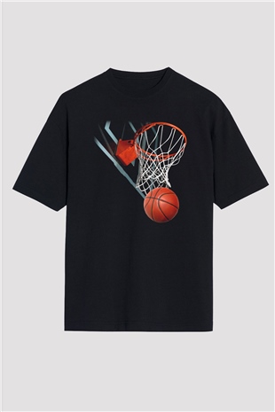 Basketbol Siyah Unisex Oversize Tişört T-Shirt