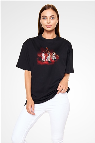 Basketbol Siyah Unisex Oversize Tişört T-Shirt