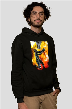 Basketbol TemalıSiyah  Unisex Hoodie