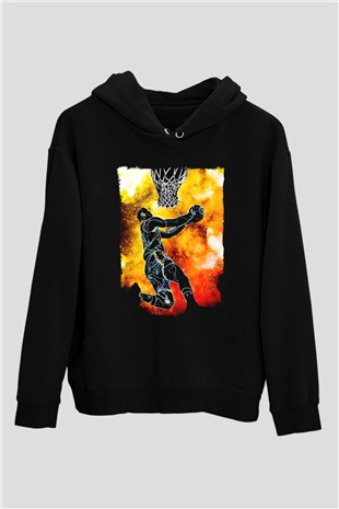 Basketbol TemalıSiyah  Unisex Hoodie