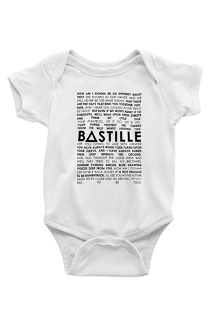 Bastille Baskılı Beyaz Unisex Bebek Body - Zıbın