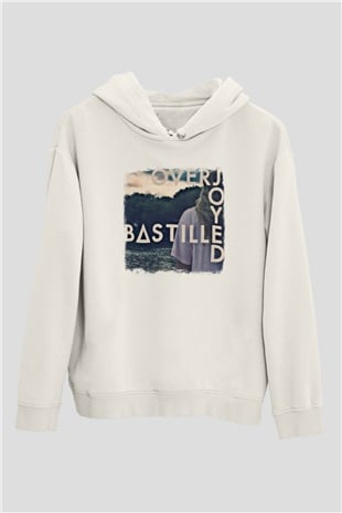 Bastille Baskılı Unisex Beyaz Hoodie