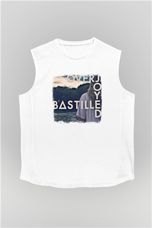 Bastille Baskılı Unisex Beyaz Kolsuz Tişört