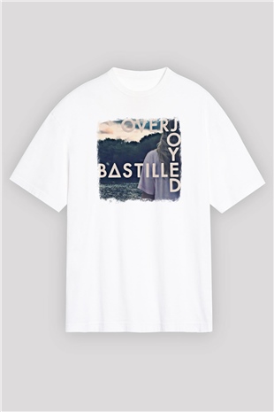Bastille Baskılı Unisex Beyaz Oversize Tişört