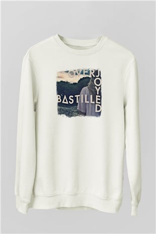Bastille Baskılı Unisex Beyaz Sweatshirt