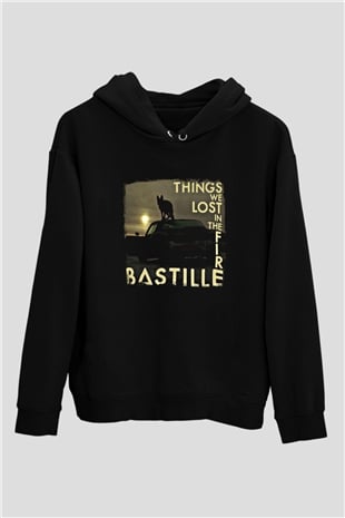 Bastille Baskılı Unisex Siyah Hoodie