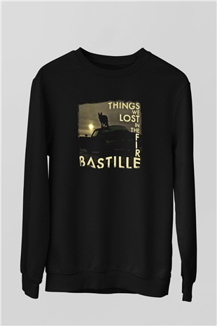 Bastille Baskılı Unisex Siyah Sweatshirt